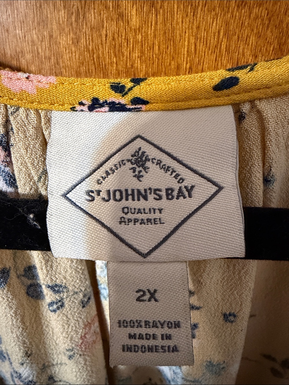 St. John's Bay Mustard Floral V-Neck Tunic - Picture 2 of 3